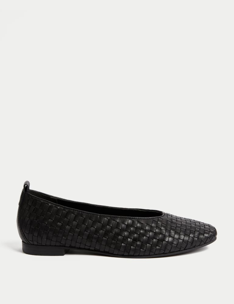 Leather Woven Flat Ballet Pumps 1 of 3