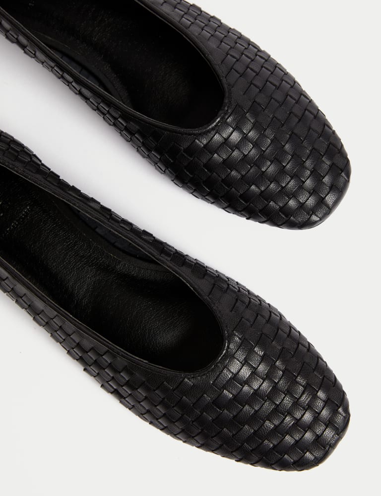 Woven leather ballet flats cheap