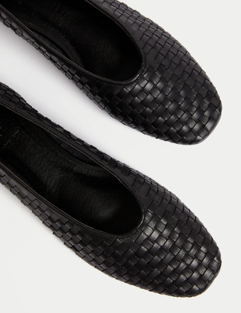 Leather Woven Flat Ballet Pumps 3 of 3