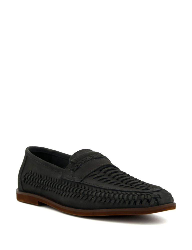 Leather Woven Flat Loafers 2 of 5