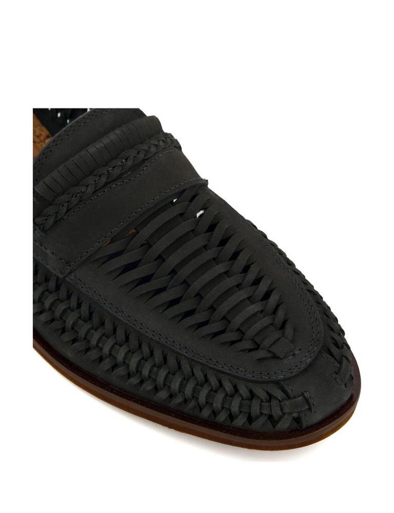 Leather Woven Flat Loafers 3 of 5