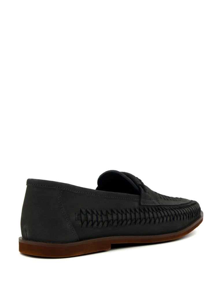 Leather Woven Flat Loafers 4 of 5