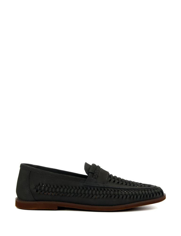 Leather Woven Flat Loafers 1 of 5