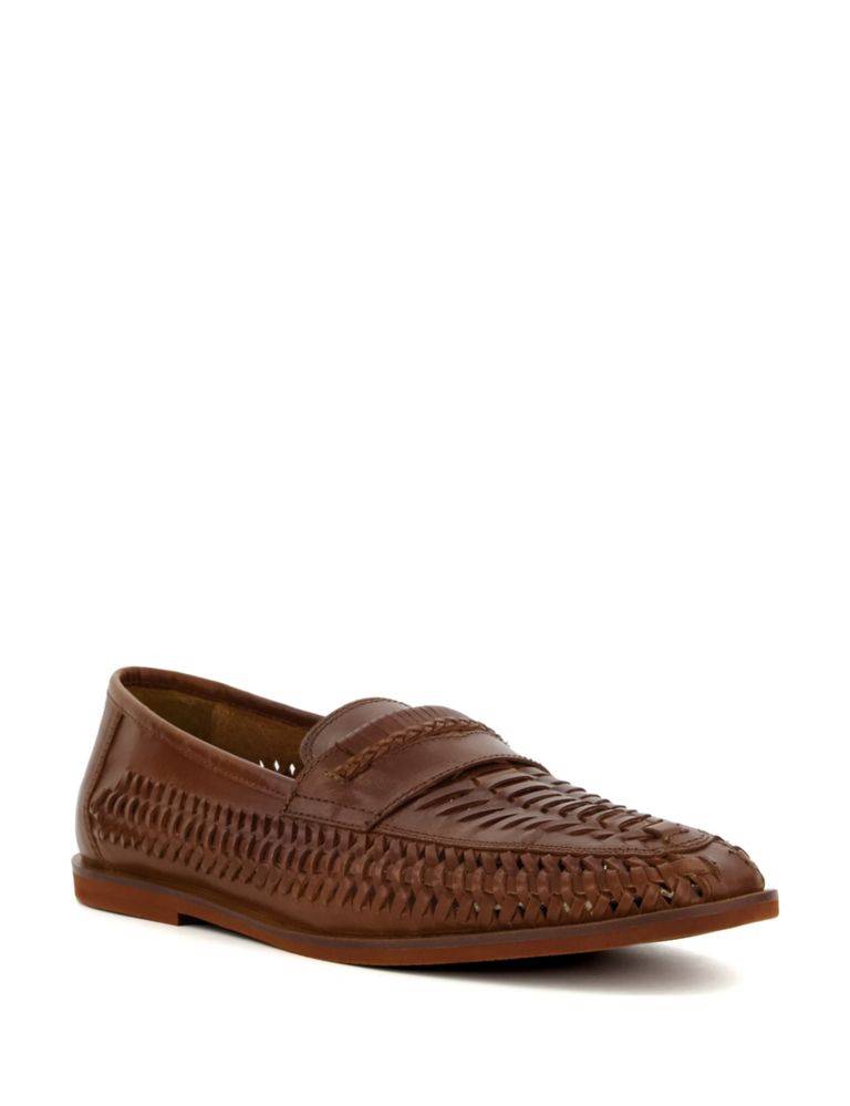 Leather Woven Flat Loafers 2 of 4