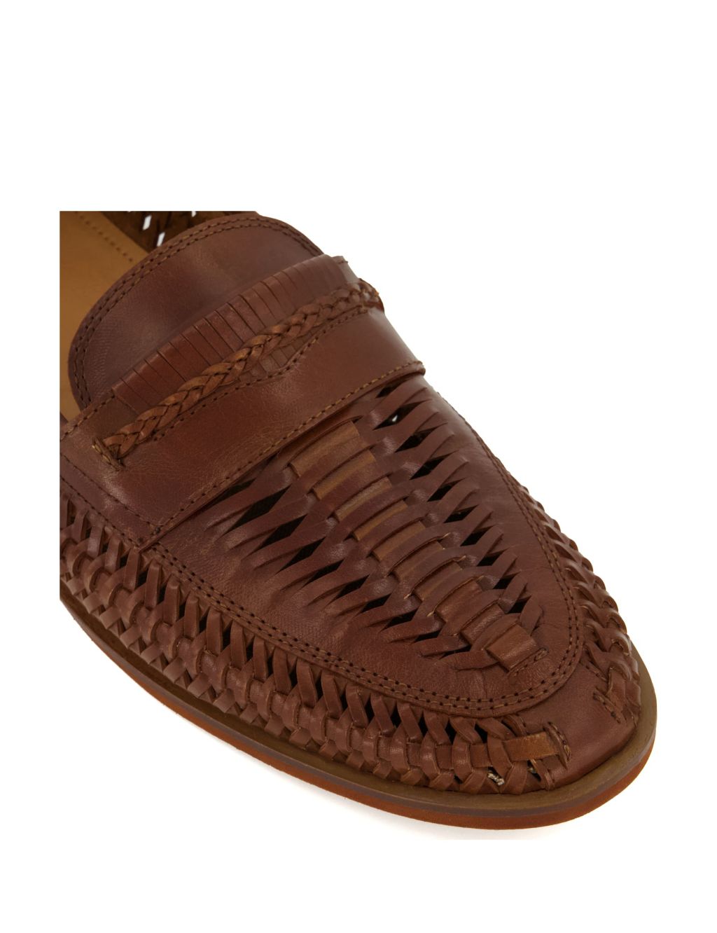 Leather Woven Flat Loafers 2 of 4