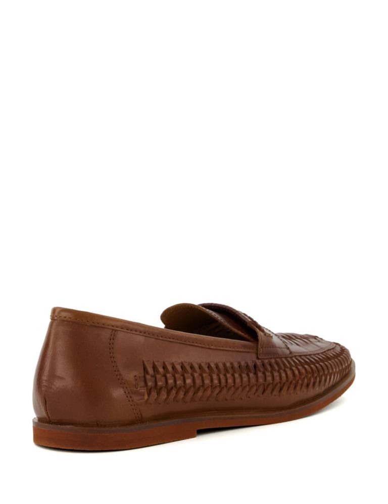 Leather Woven Flat Loafers 4 of 4