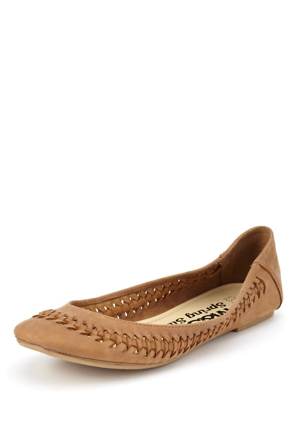 Leather Woven Slip-On Pump Shoes (Older Girls) Image 1 of 1