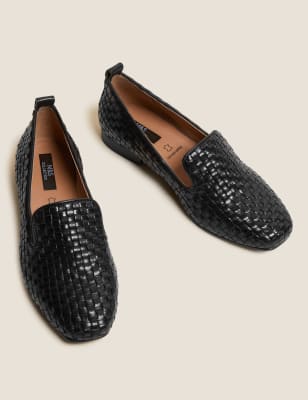 black square toe loafers