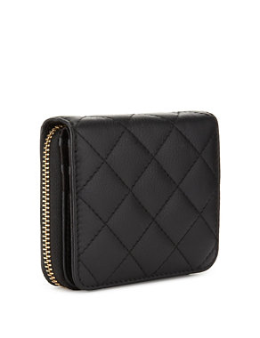 Leather Zip Around Quilted Medium Purse with Cardsafe™ Image 2 of 5