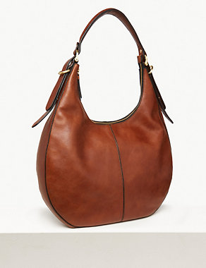 Leather Zip Detail Hobo Bag Image 2 of 5