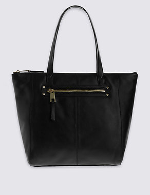 Leather Zip Detail Shopper Bag Image 2 of 5