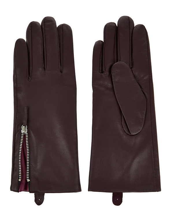 Leather Zipped Gloves Image 1 of 1