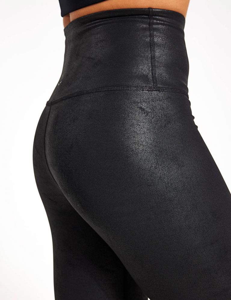 Womens Hue Moto Leatherette High Rise Leggings Black Size XS New