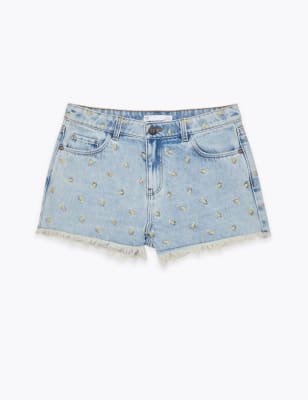 embroidered denim shorts