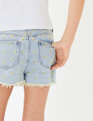 lemon denim shorts