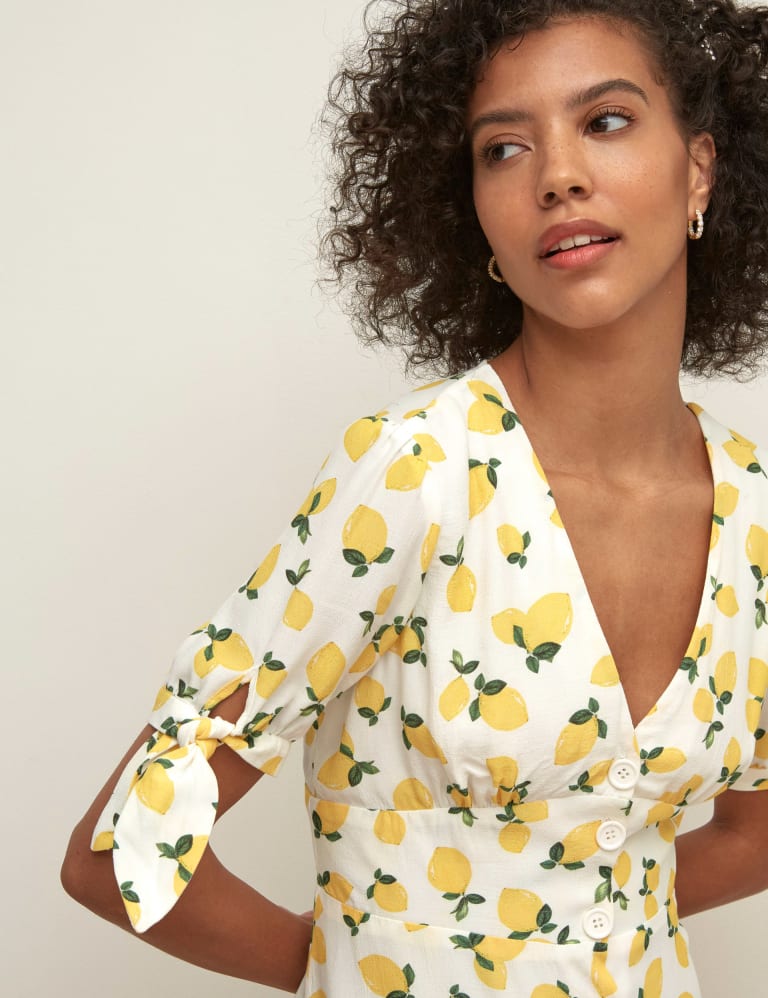 lemon print midi dress