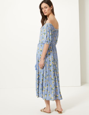 lenon mixed print midi dress