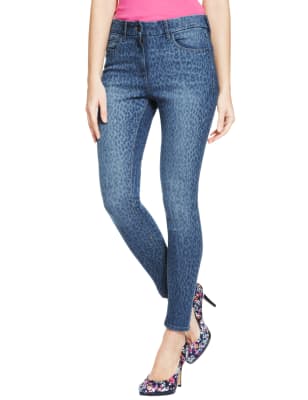 Leopard Print Denim Jeggings, M&S Collection