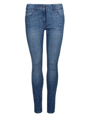 Leopard Print Denim Jeggings, M&S Collection