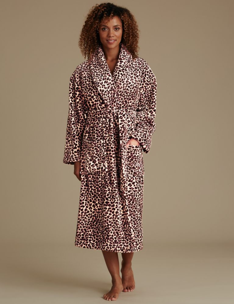 Leopard Print Dressing Gown with Belt 1 of 5