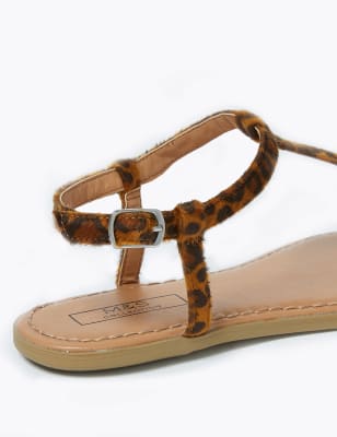 Leopard print sale t strap sandals