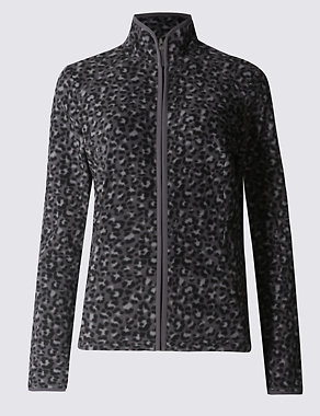Leopard Print Fleece Jacket Image 2 of 4