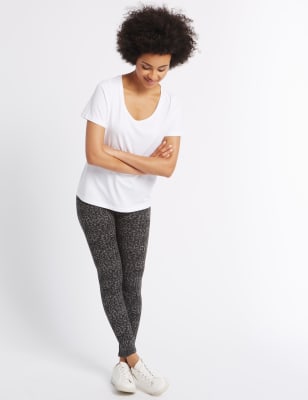 Marks Spencer Women Black Grey Print Leggings - Buy Marks Spencer