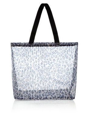 Leopard Print Mesh Shopper Bag Image 2 of 5
