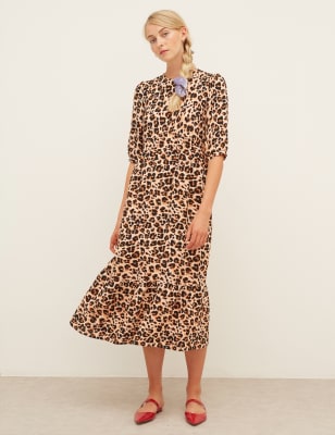 smocked leopard dress