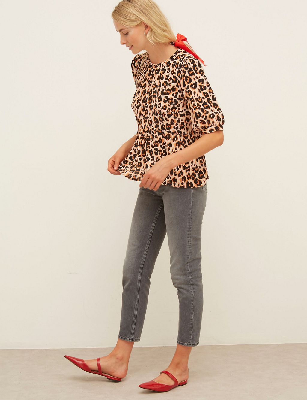 Leopard Print Relaxed Short Sleeve Top 1 of 5