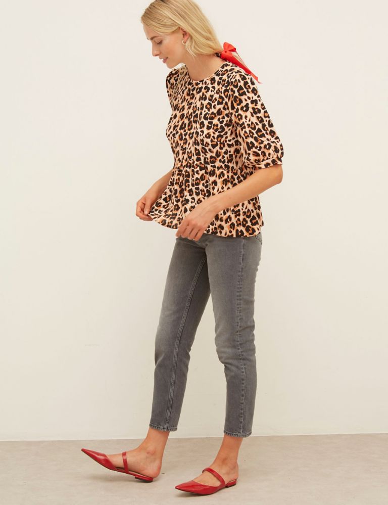 Leopard Print Relaxed Short Sleeve Top 2 of 5