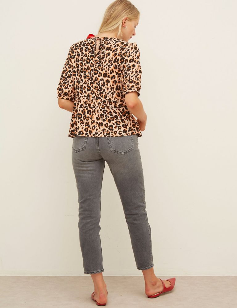 Leopard Print Relaxed Short Sleeve Top 3 of 5