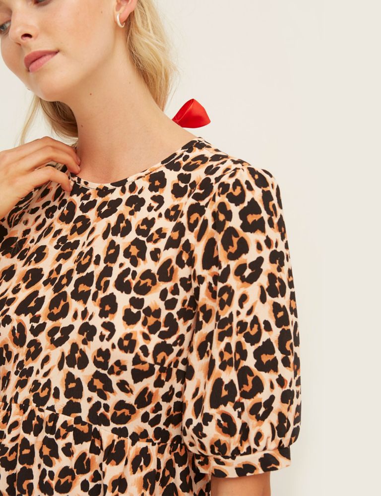 Leopard Print Relaxed Short Sleeve Top 4 of 5