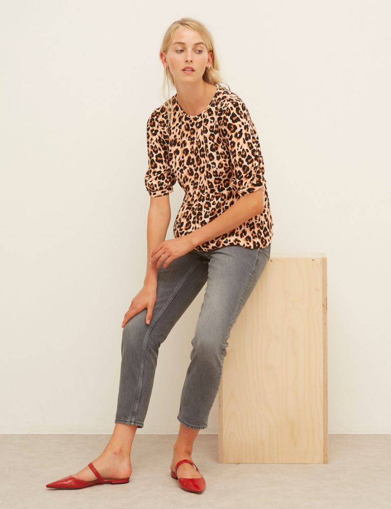 Leopard Print Relaxed Short Sleeve Top 5 of 5