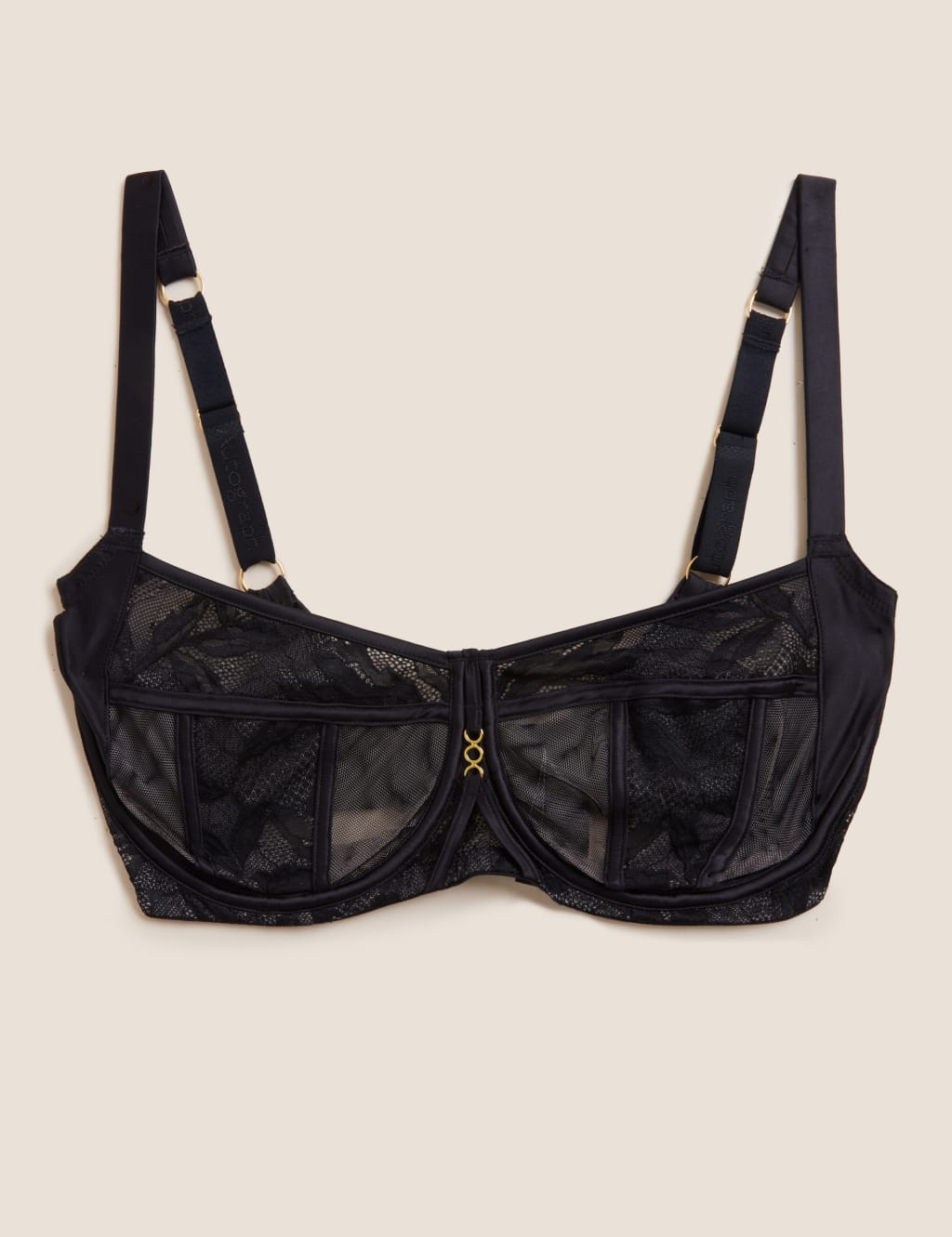 Lexington Lace & Mesh Wired Minimiser Bra C-G | Autograph | M&S