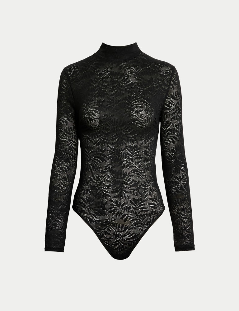 Long sleeve turtleneck lace bodysuit sale