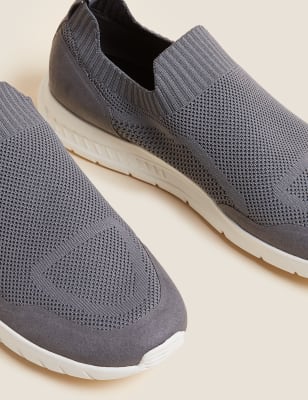 mens grey slip on trainers