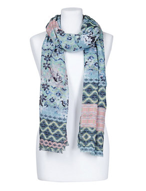 Lightweight Aztec Floral Scarf Image 2 of 3