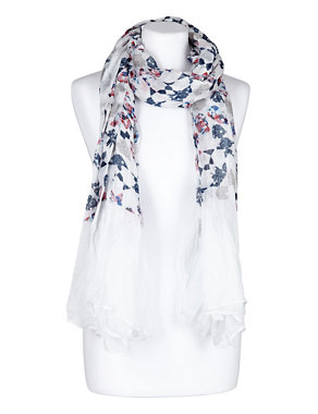 Lightweight Ditsy Floral Geometric Print Scarf Image 2 of 3