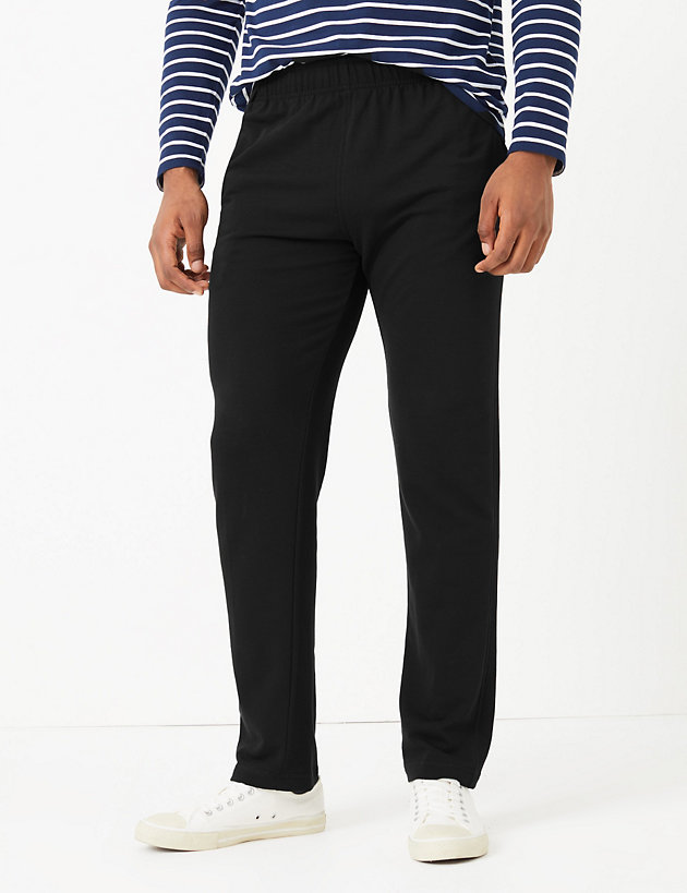 Marks /& Spencer BlacK Plus Size Cotton Jogging Lounge Pants M/&S Gym Joggers