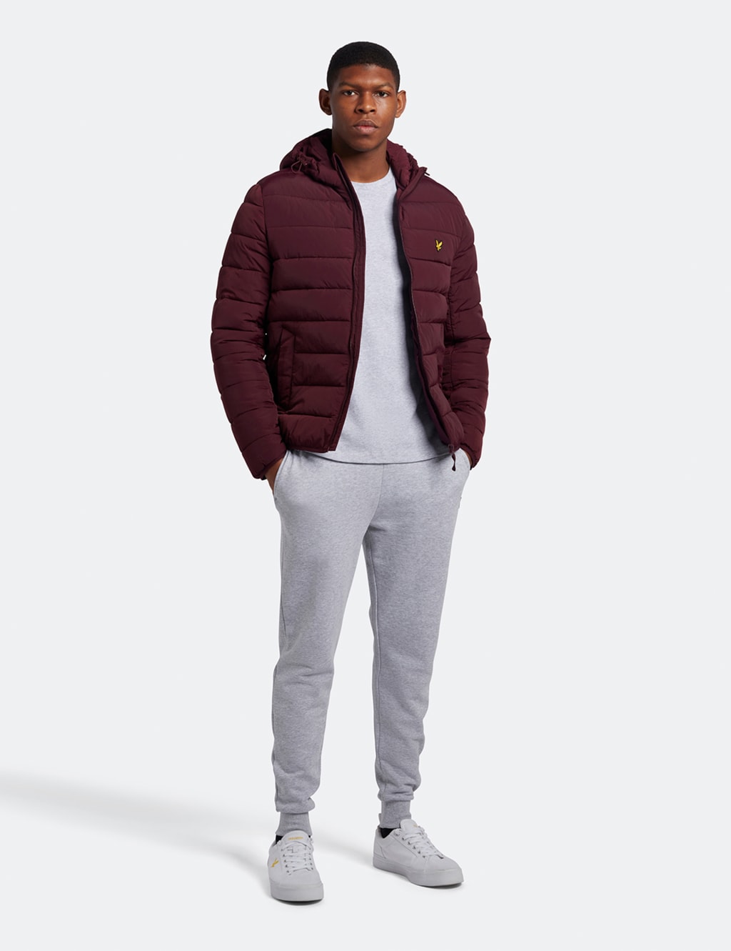 Burgundy puffer jacket mens store