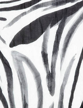 Lightweight Painterly Zebra Print Scarf Image 2 of 3