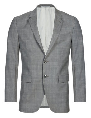 Lightweight Pure Wool 2 Button Checked Jacket Image 2 of 9