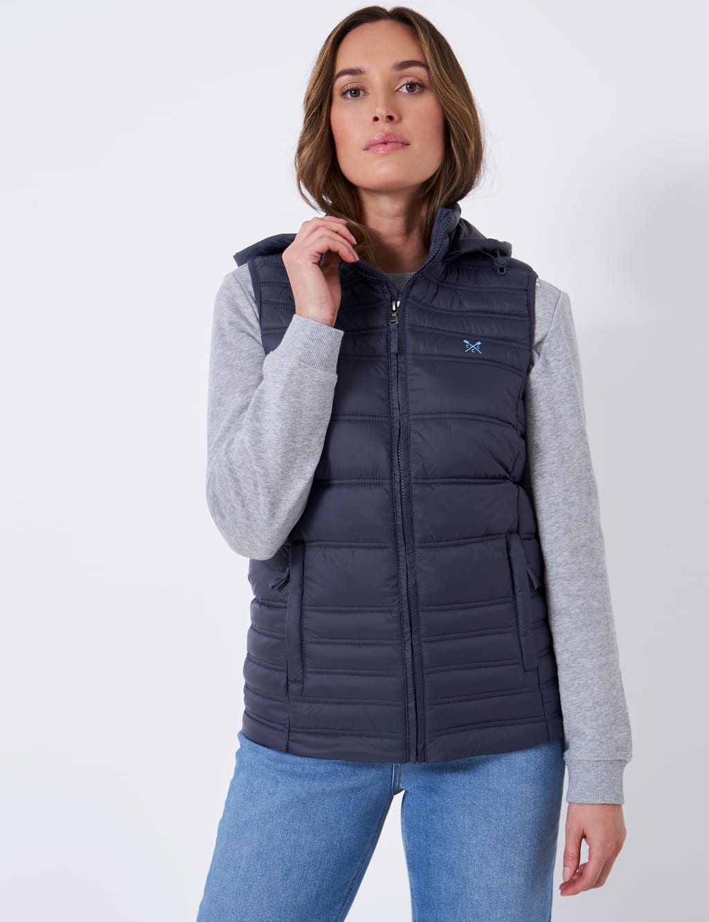 Lightweight Quilted Hooded Gilet Crew Clothing M S