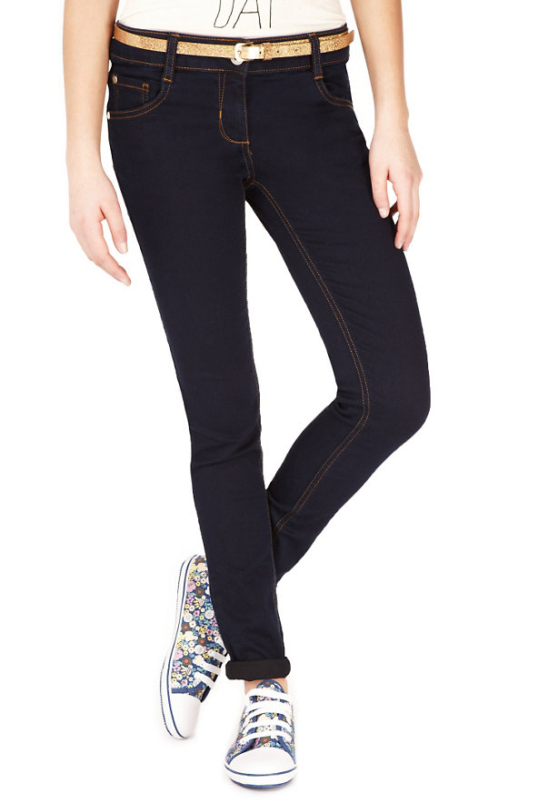 Limited Cotton Rich Adjustable Waist Denim Jeans with Belt Image 1 of 1