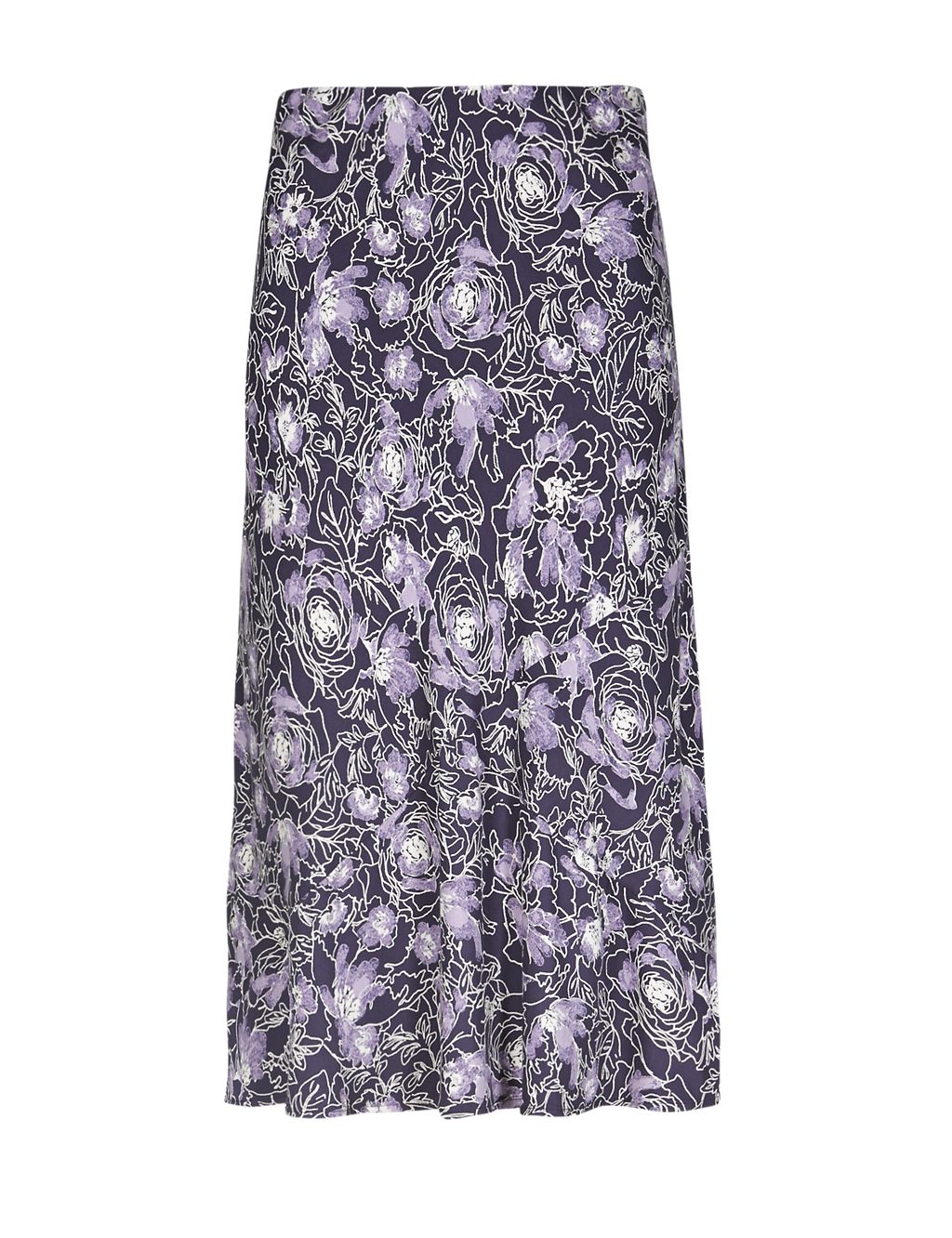 Linear Floral Calf Length Skirt 1 of 4