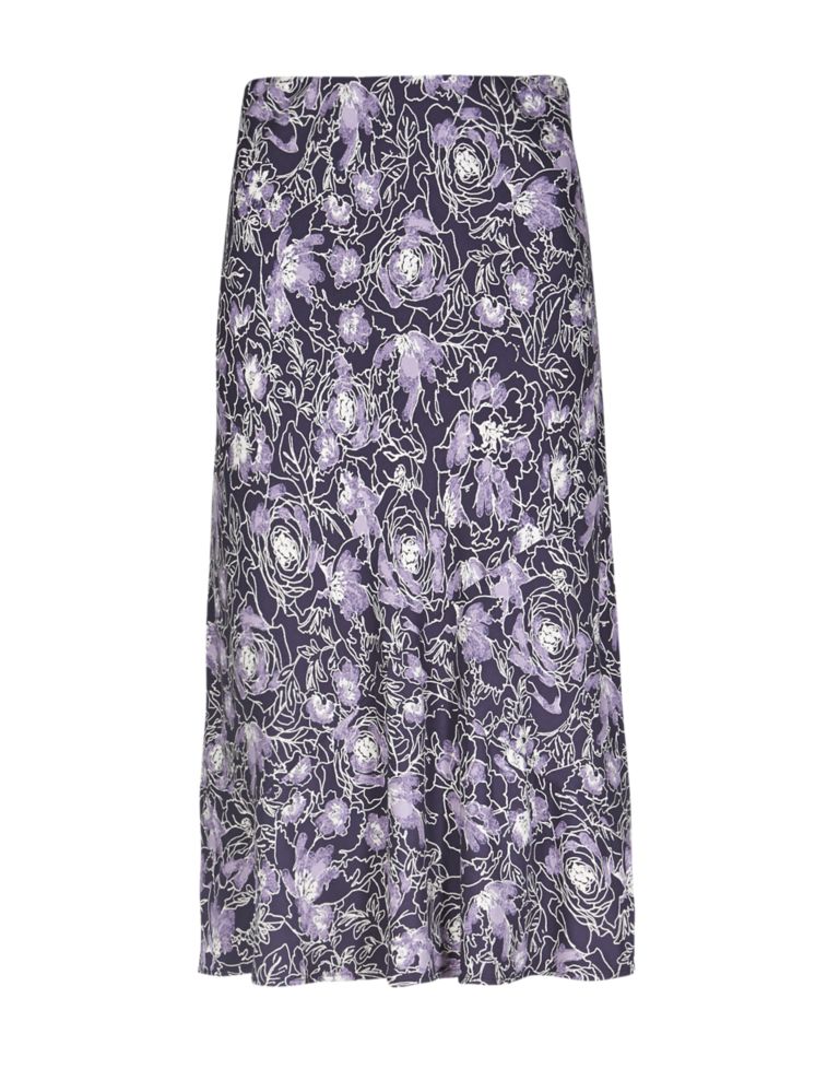 Linear Floral Calf Length Skirt 3 of 4