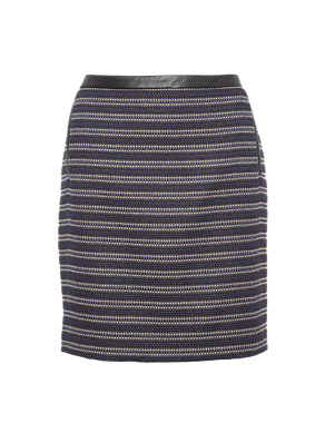 Linear Striped Textured Mini Skirt with Wool Image 2 of 7