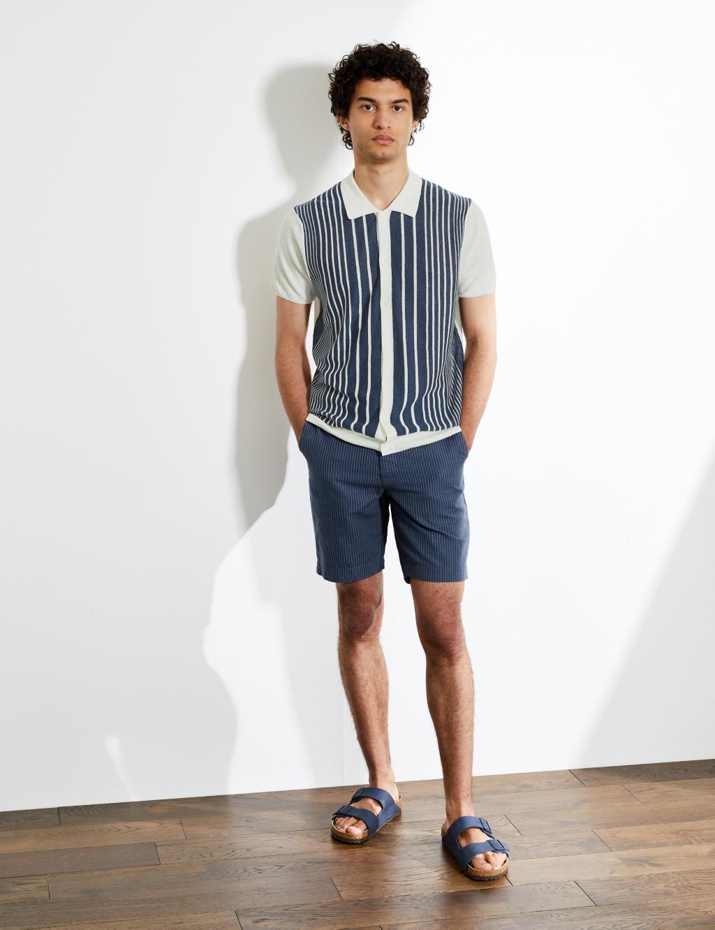 Linen And Cotton Striped Knitted Shirt