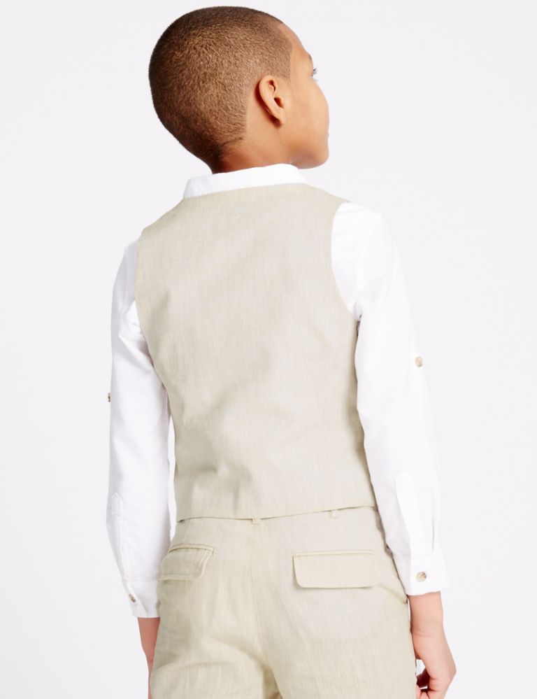 Linen Blend 4 Button Waistcoat (3-14 Years) 3 of 7